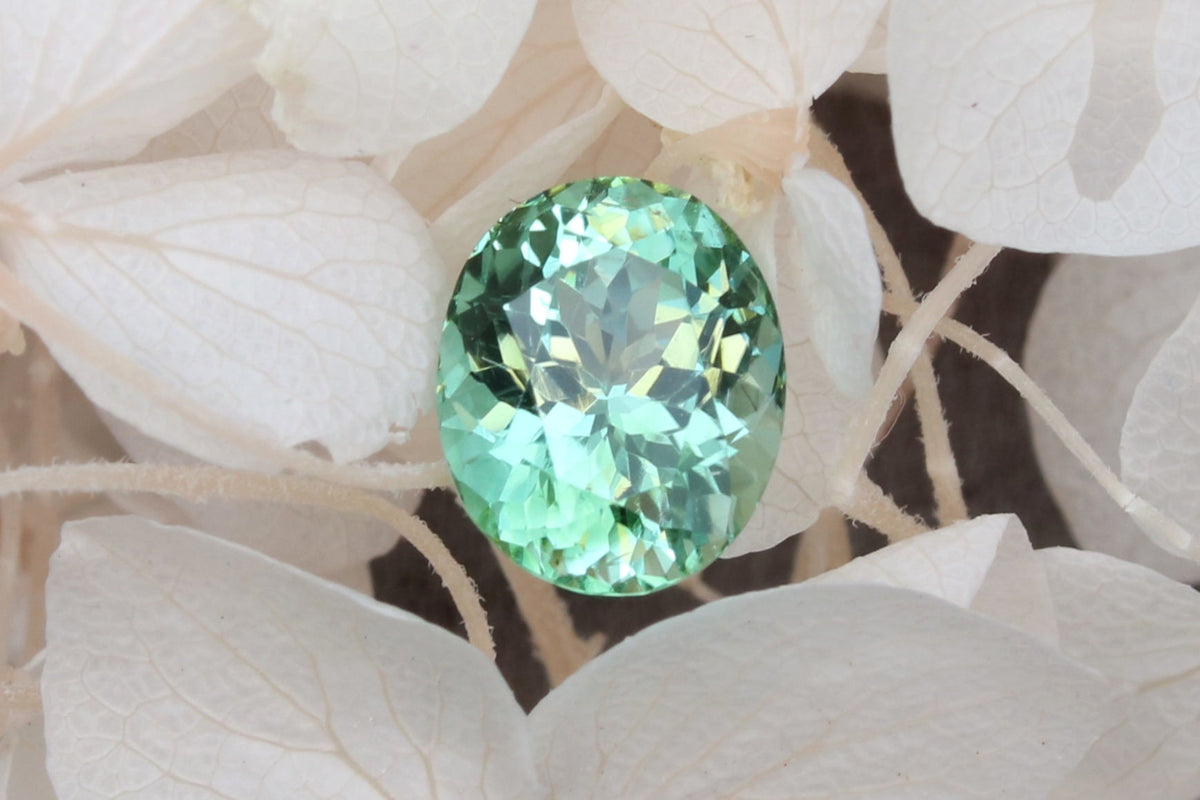 Seafoam Tourmaline Oval, 1.42CT, 7.6x6.3mm – Holly Hague Design